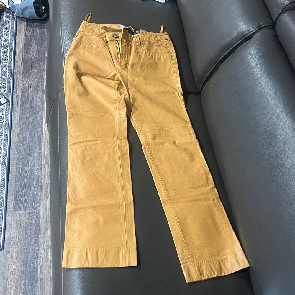 GAP Tan Leather Boot Cut Pants